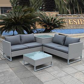 Lifestyle Pacific Garden Rattan Corner Sofa Set 4 Seat